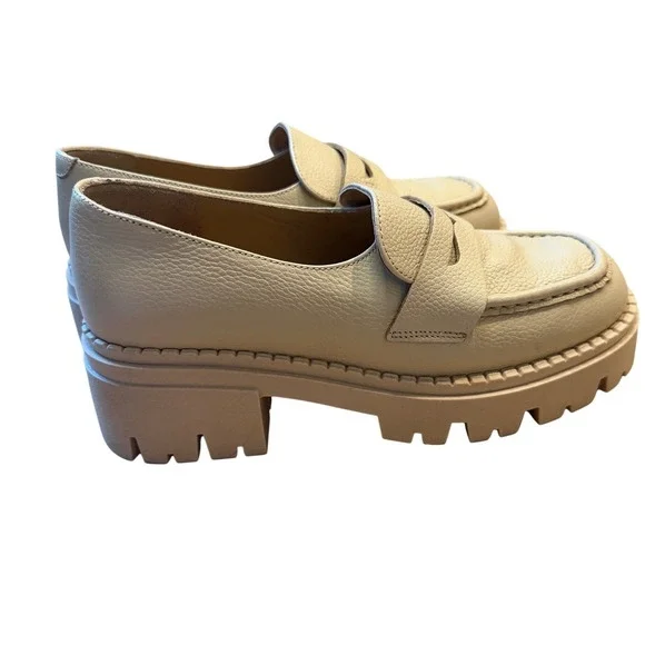 Seychelles Womens Cream Leather Platform Lug Sole Penny Loafers Chunky Shoes - Picture 8 of 13